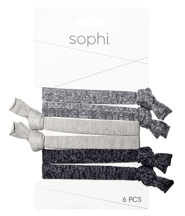 Élastique à cheveux avec noeud gris (paquet de 6)