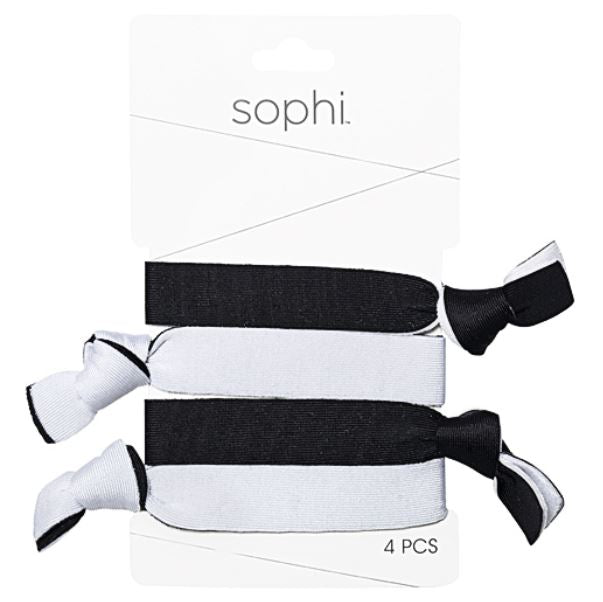 Élastique à cheveux avec noeud noir et blanc (paquet de 4)