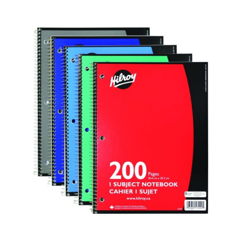 Cahier spirale 8 po x 10,5 po 1 sujet 200 pages (100 feuilles) Hilroy