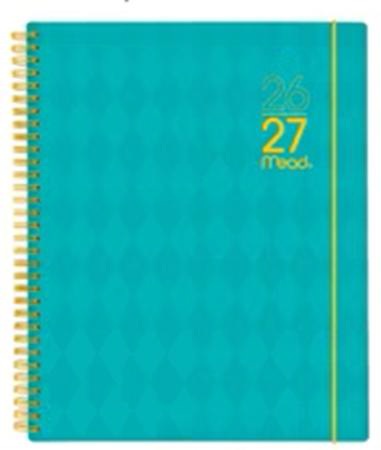 Agenda hebdomadaire/mensuel 18 mois 8,5 po x 6 po turquoise
