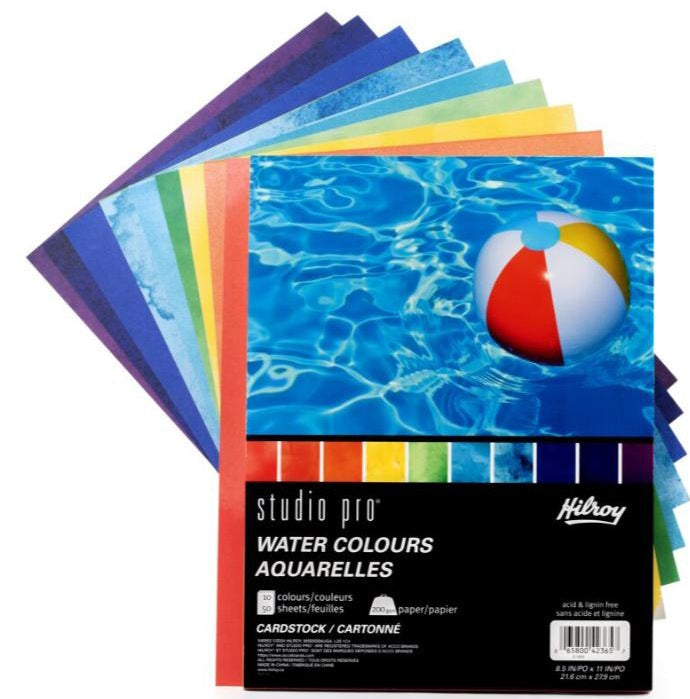Papier cartonné 8,5 po x 11 po Hilroy Studio Pro aquarelle (50 feuilles)