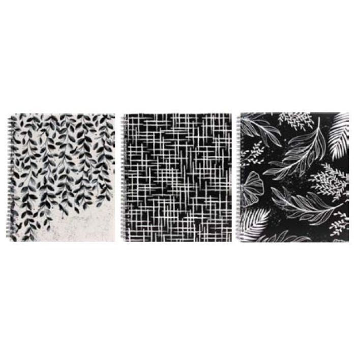 Cahier spirale 8,5 po x 10,5 po 160 pages noir et blanc