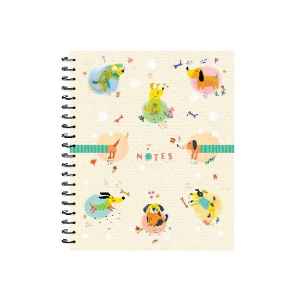 Cahier de notes spirale 10,5 po x 9 po 160 pages (80 feuilles) Hilroy chiens amusants
