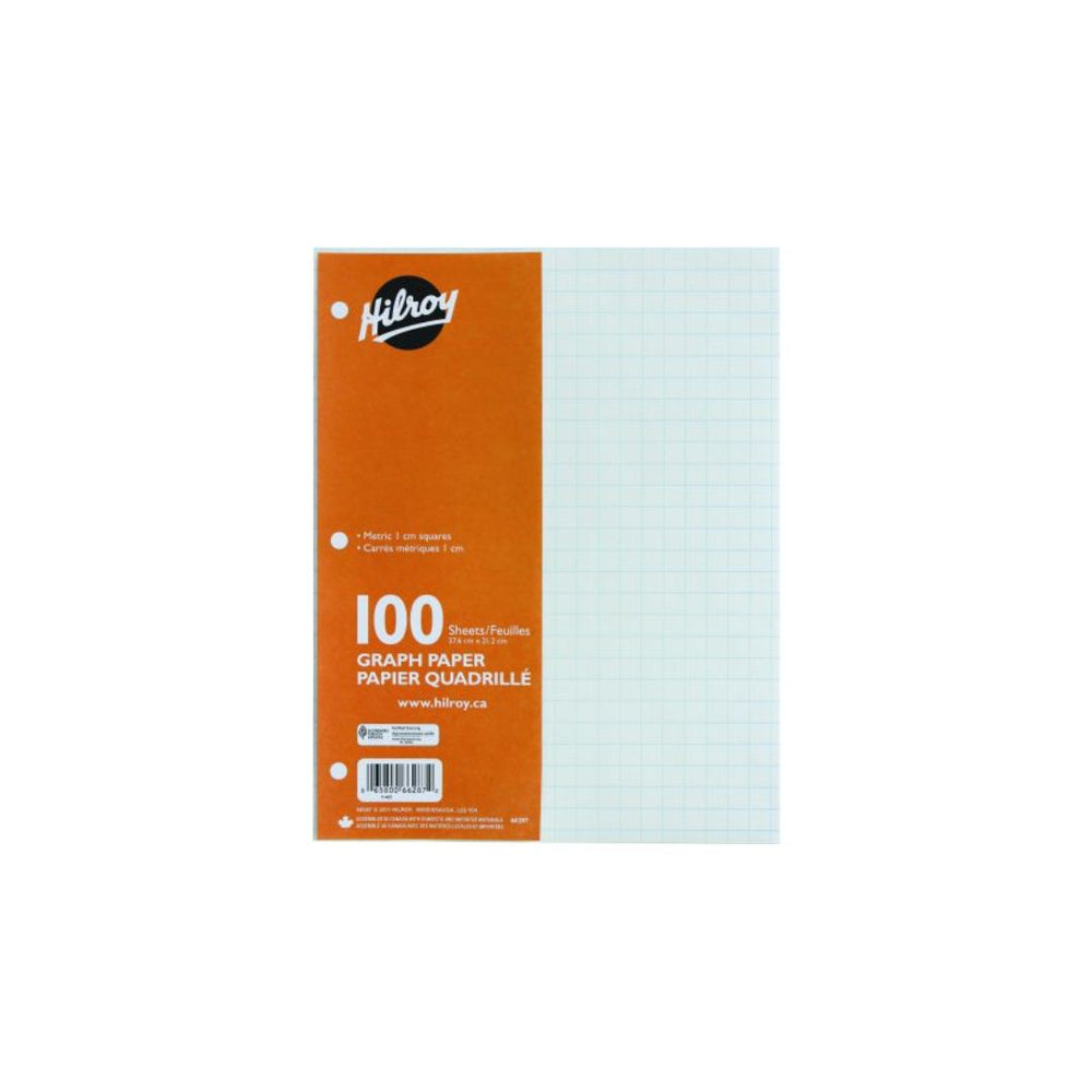 Feuilles mobiles quadrillées métriques 1 cm 8,5 po x 10,5 po (paquet de 100)