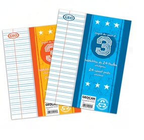 Tablette interlignée 7 po x 9 po Geo 48 pages (24 feuilles)