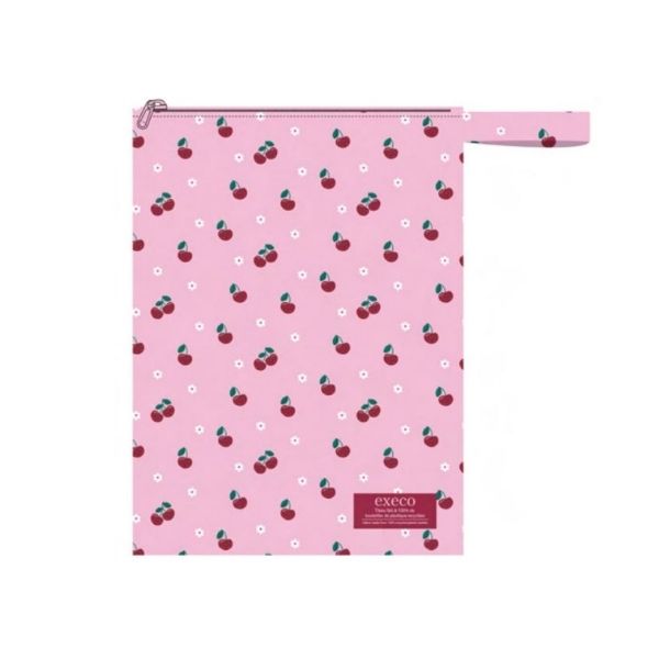 Pochette de transport en tissu imperméable 28 cm x 38 cm Execo cerises