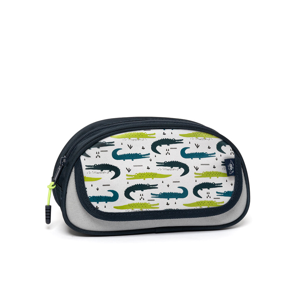 Étui à crayons demi-lune à rabat Gazoo motifs de crocodiles