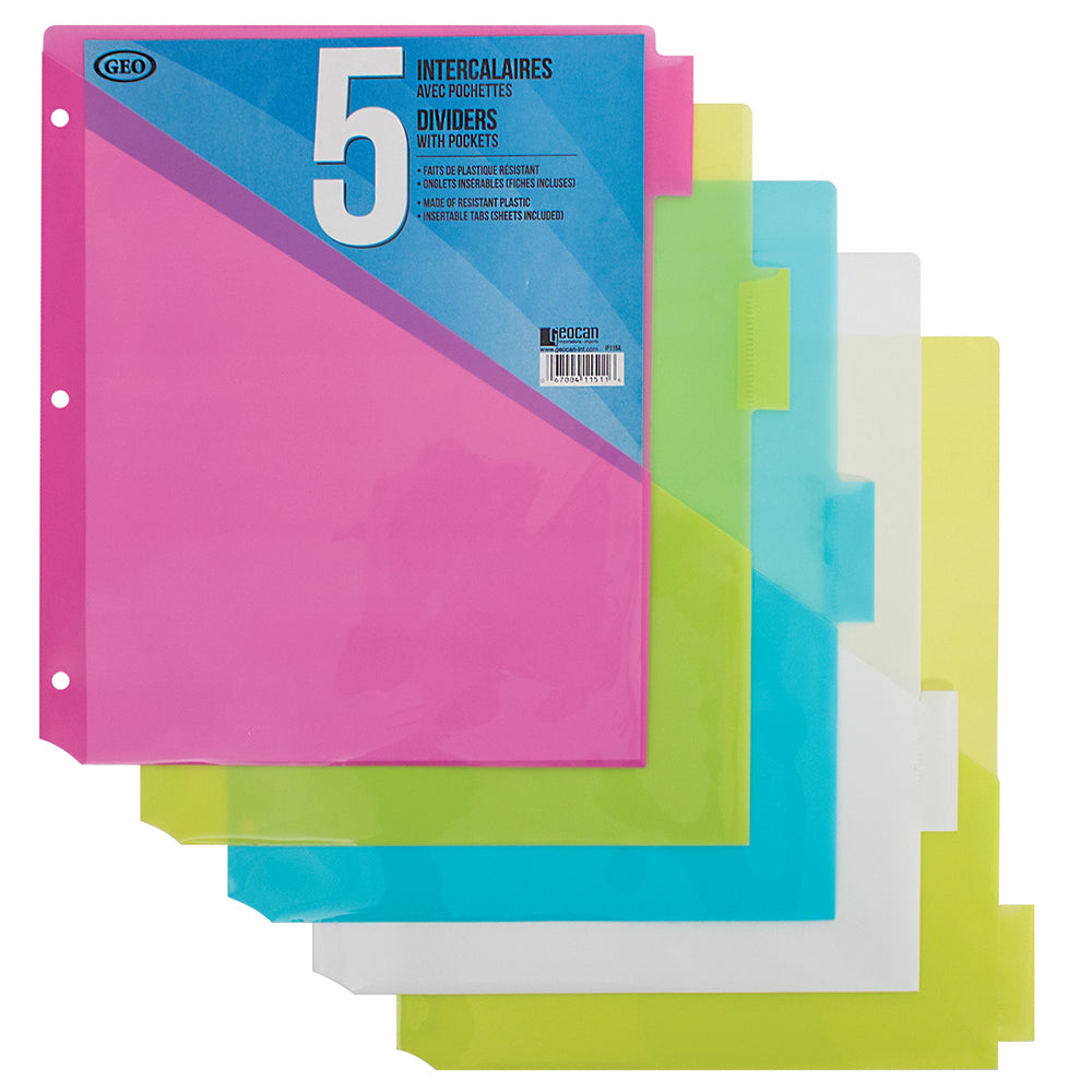 Pochette intercalaire en plastique Geo (paquet de 5)
