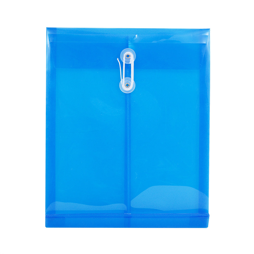 Enveloppe en plastique avec cordon 10 po x 12 po bleue