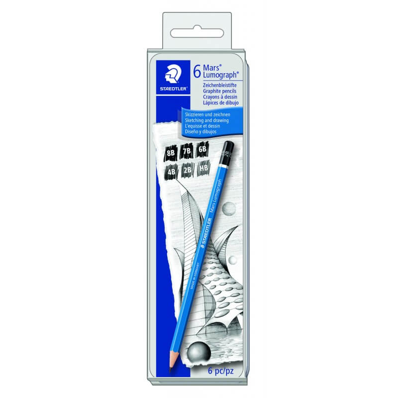 Crayon HB à 8B Staedtler Mars Lumograph (paquet de 6)