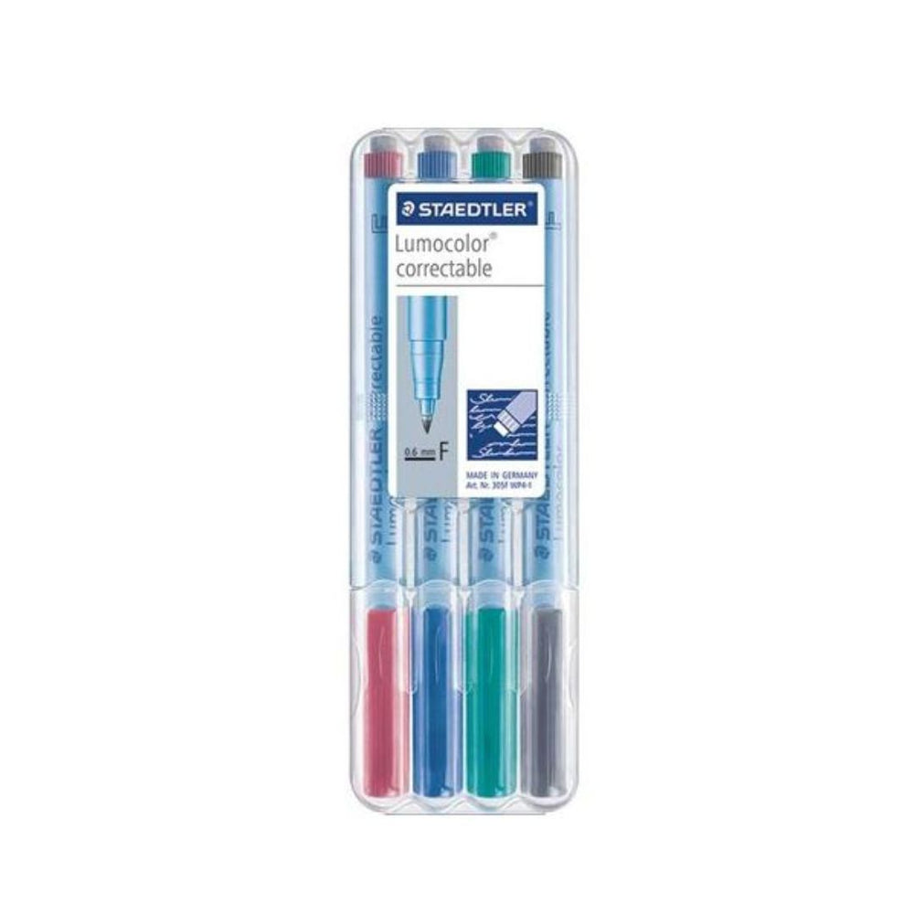 Crayon effaçable à sec pointe fine Staedtler Lumocolor (paquet de 4)