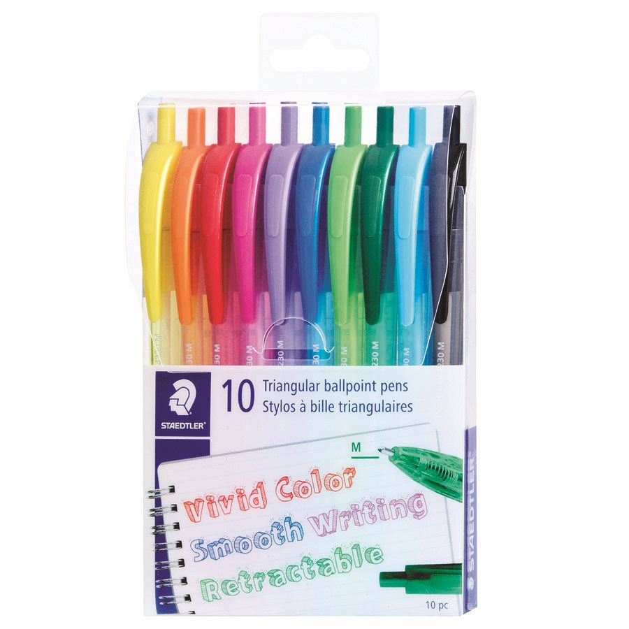 Stylo à bille triangulaire rétractable (Paquet de 10)