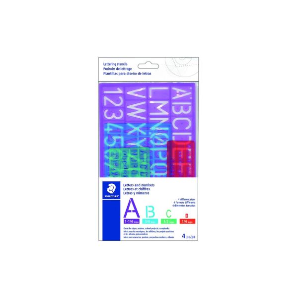 Pochoir lettres et chiffres Staedtler (paquet de 4)