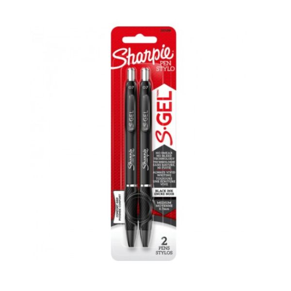 Stylo rétractable 0,7 mm S.Gel Sharpie noir (paquet de 2)