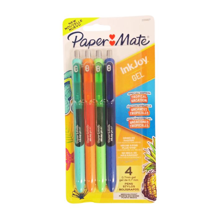 Stylo gel 0,7 mm Papermate InkJoy tropical (paquet de 4)