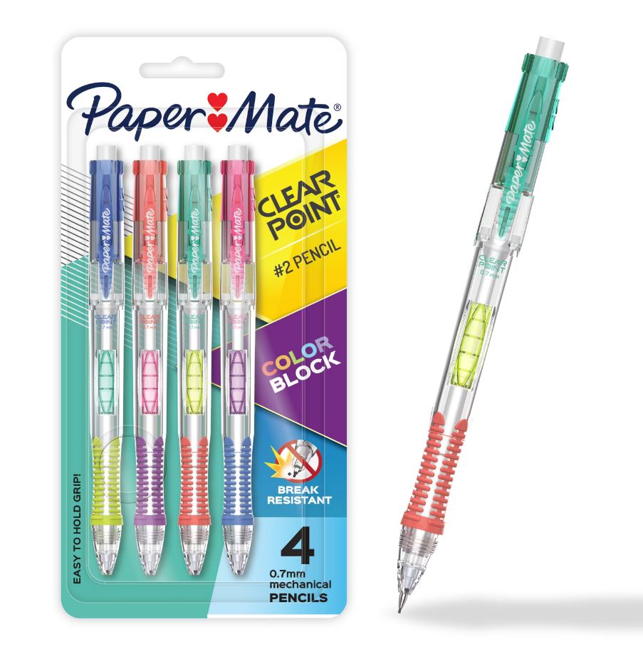 Porte-mines 0,7 mm Papermate ClearPoint color block (paquet de 4)