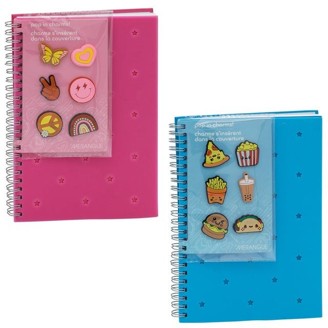 Cahier de notes en silicone 8,25 po x 5,75 po 160 pages avec breloques Merangue