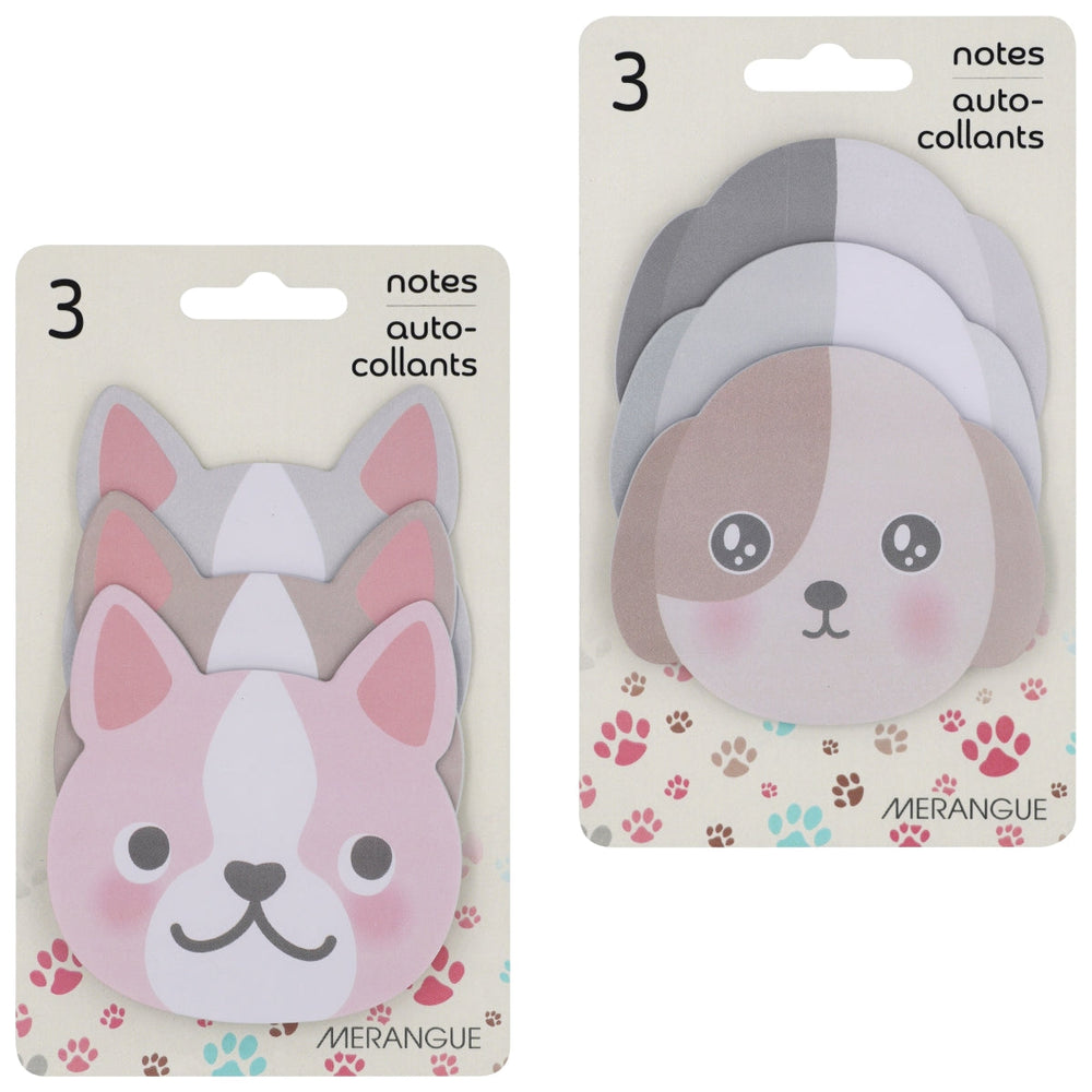Bloc-notes autocollant 20 feuilles chien (paquet de 3)