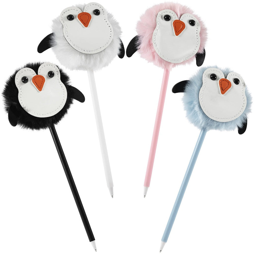 Stylo 0,7 mm pingouin en pompon de fourrure