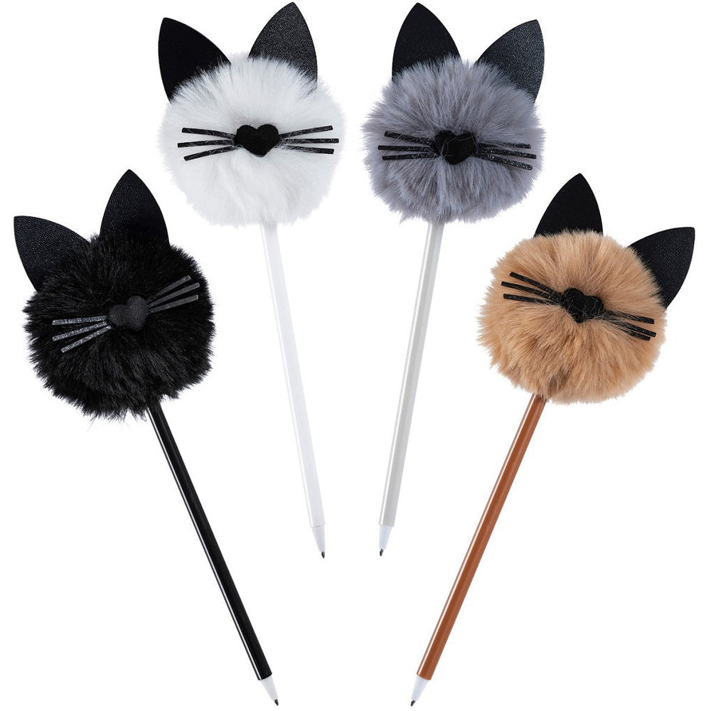 Stylo chat en pompon de fourrure