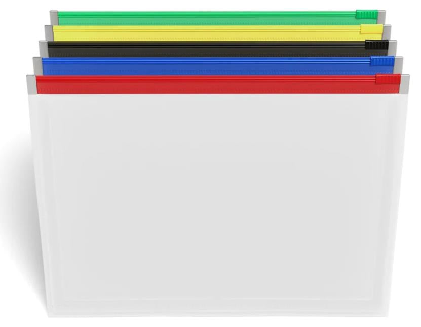 Pochette en plastique 9 po x 11 po avec glissière (paquet de 5)