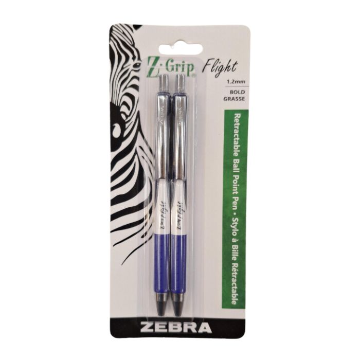 Stylo à bille rétractable Zebra Z-Grip Flight (paquet de 2)