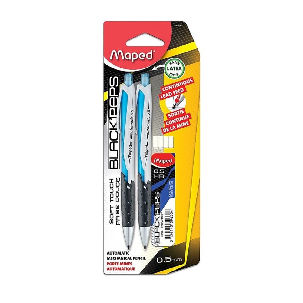 Porte-mines automatique 0,5 mm Maped Black'Peps (paquet de 2) avec mines