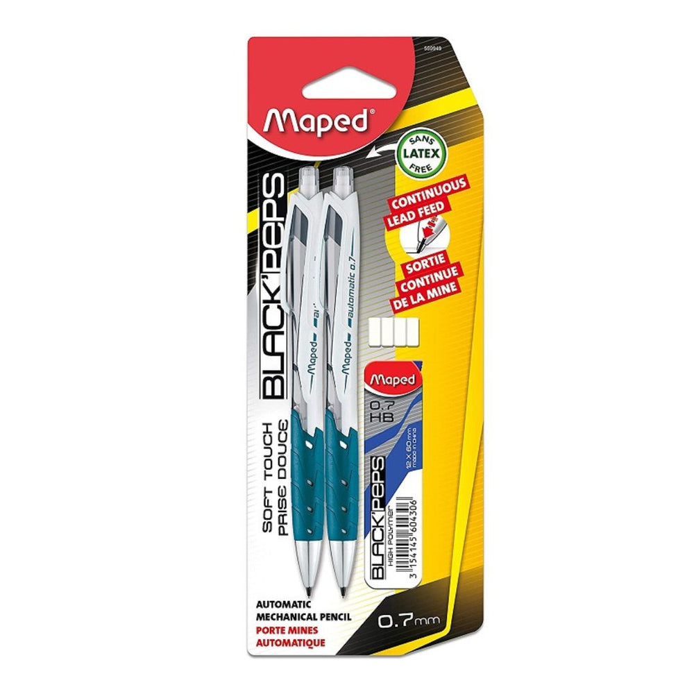 Porte-mines automatique 0,7 mm Maped Black'Peps (paquet de 2) avec mines