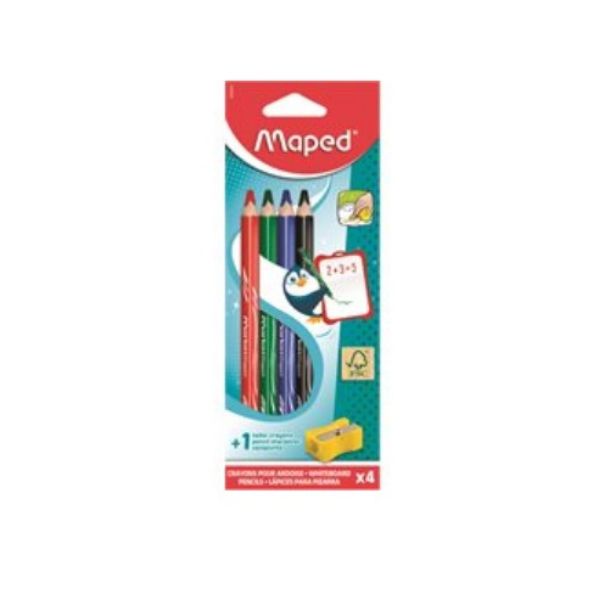 Crayon effaçable à sec en bois triangulaire (paquet de 4)