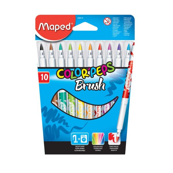Marqueurs lavables pointe pinceau Maped Color'Peps brush (boîte de 8)