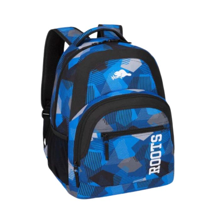 Sac à dos 46 cm x 33.5 cm x 21,5 cm Roots motif géométrique bleu