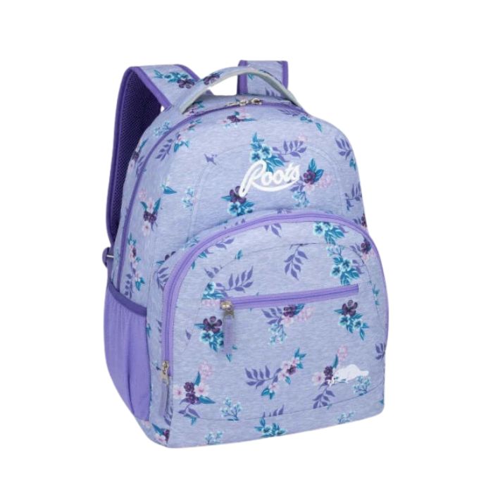 Sac à dos 46 cm x 33.5 cm x 21,5 cm Roots fleurs violettes