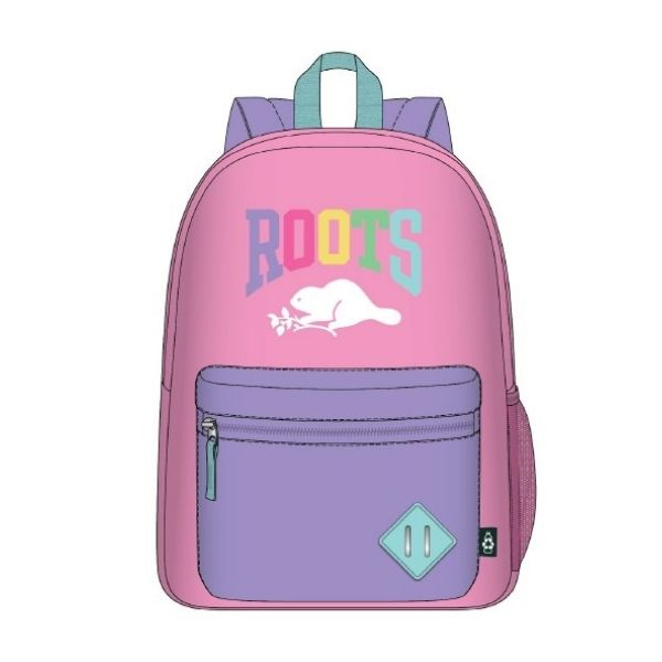 Sac à dos 40,5 cm x 30 cm x 12 cm Roots rose et mauve