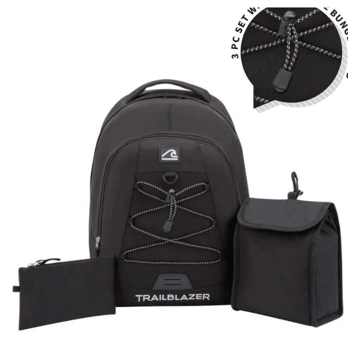 Ensemble sac à dos, boîte à lunch et étui à crayons Trailblazer noir