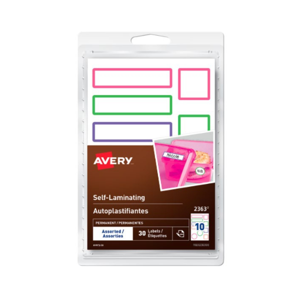 Étiquette autoplastifiante Avery néon (paquet de 30)