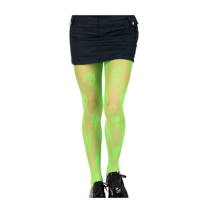 Collant en filet vert fluo avec motif d'aliens