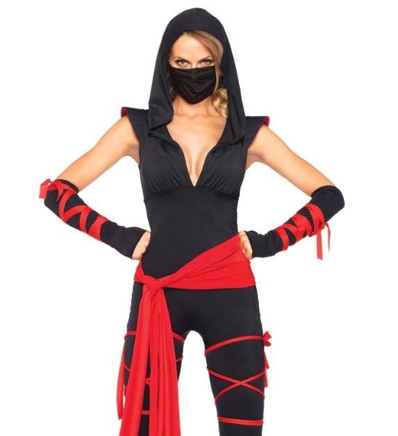 Costume femme ninja rouge et noir