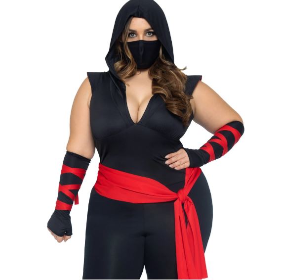 Costume femme ninja rouge et noir