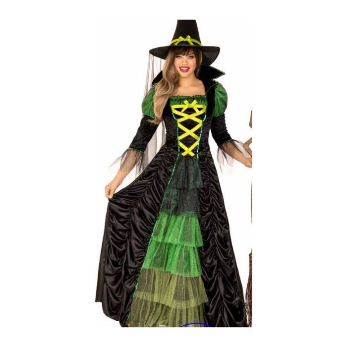 Costume femme robe de sorcière verte