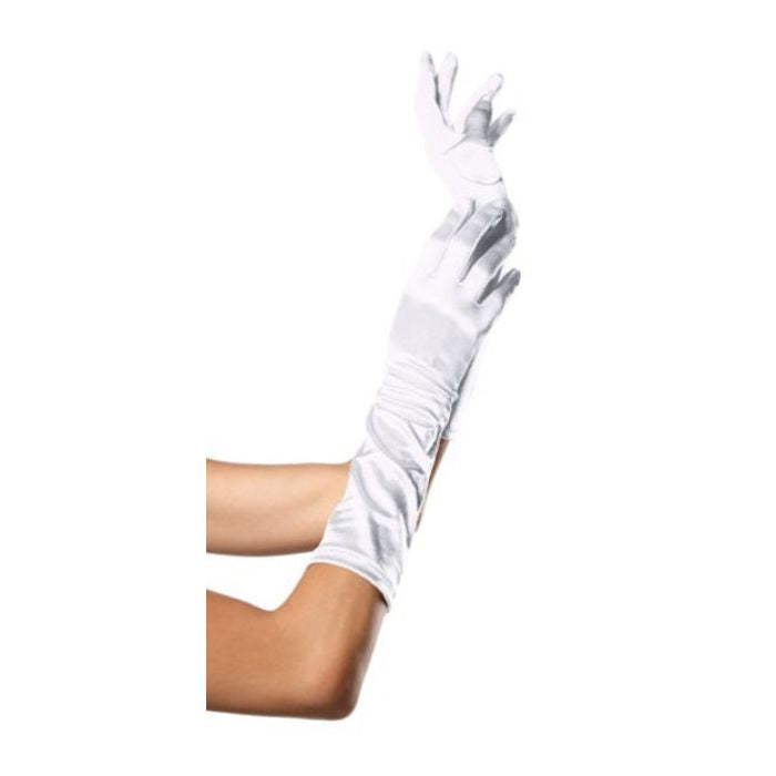 Longs gants en satin blanc
