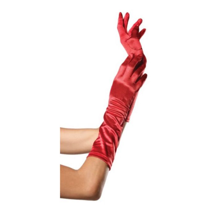 Longs gants en satin rouge