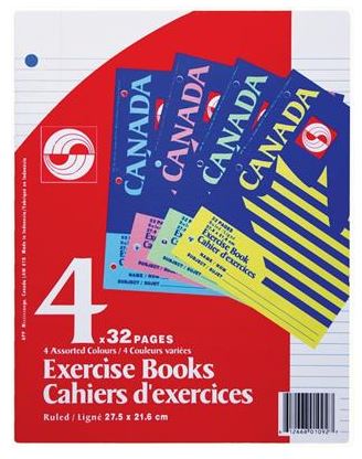 Cahier Canada ligné 32 pages (16 feuilles) APP (paquet de 4)