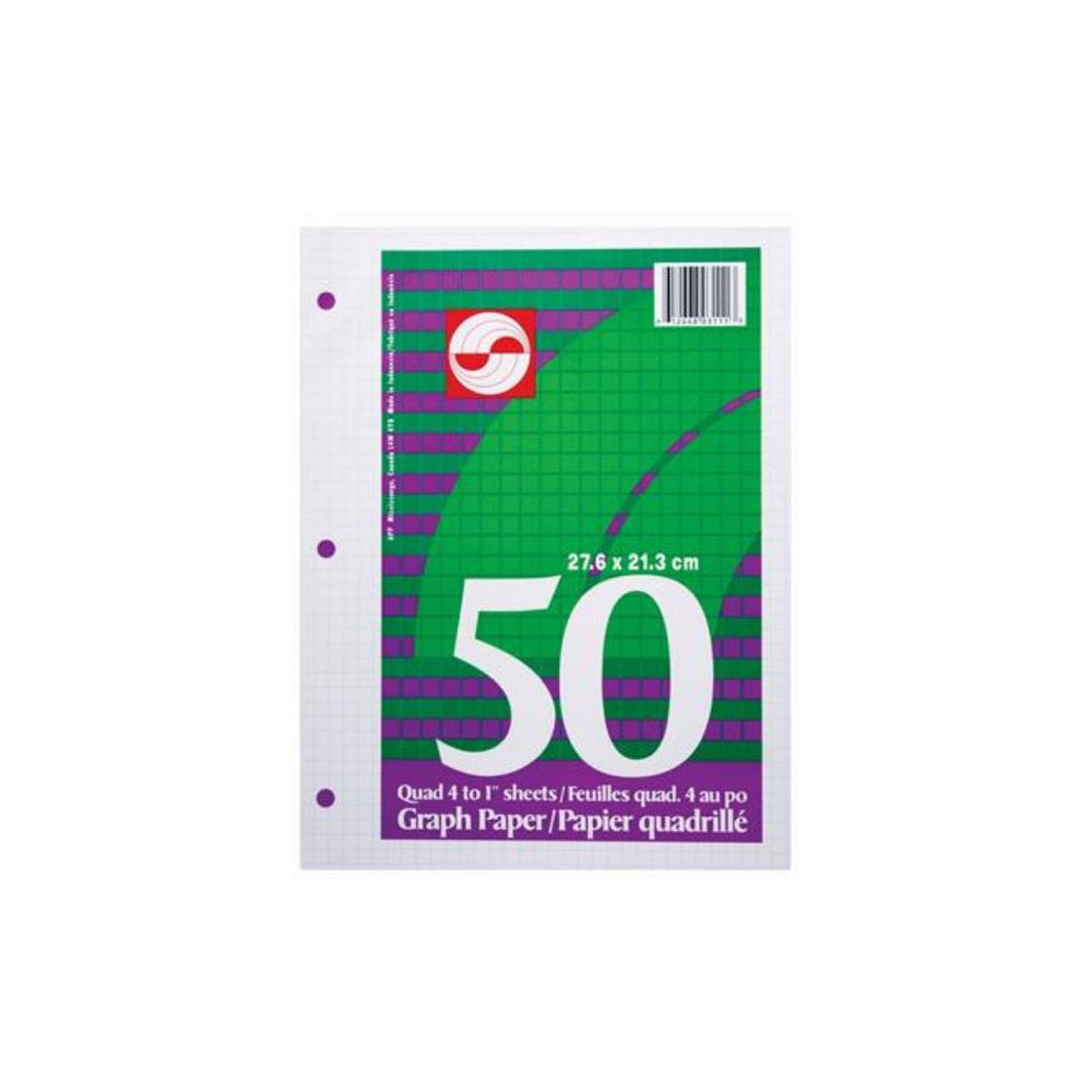 Feuilles mobiles quadrillées 4 carrés par pouce (paquet de 50)