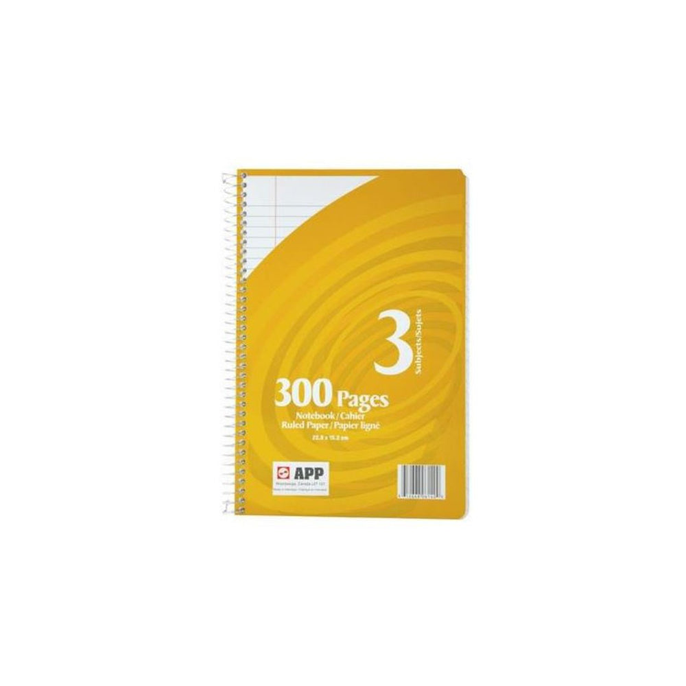 Cahier spirale 6 po x 9 po APP 3 sujets 300 pages