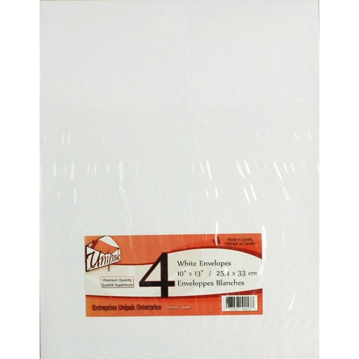 Enveloppe blanche autocollante 10 po x 13 po (boîte de 4)
