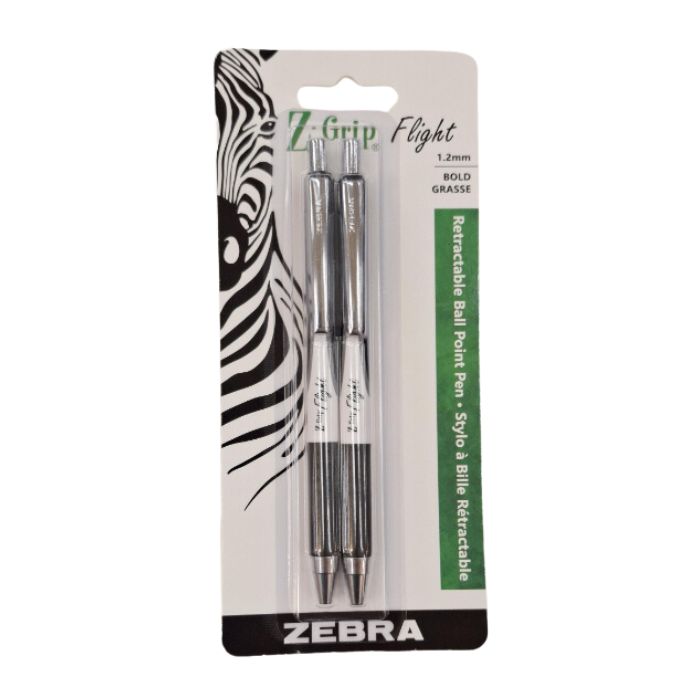 Stylo à bille rétractable Zebra Z-Grip Flight (paquet de 2)