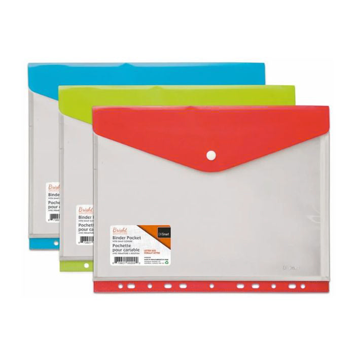 Pochette en plastique avec bouton pour cartable