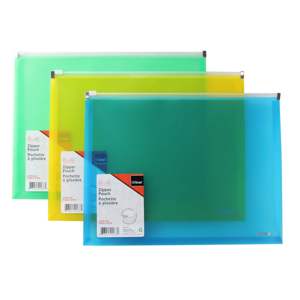 Pochette en plastique à glissière format lettre