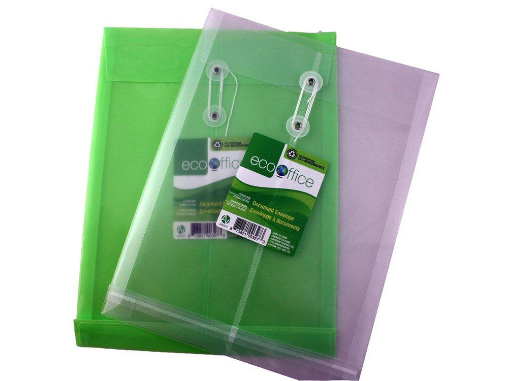 Pochette en plastique avec cordon Eco Office clair ou vert