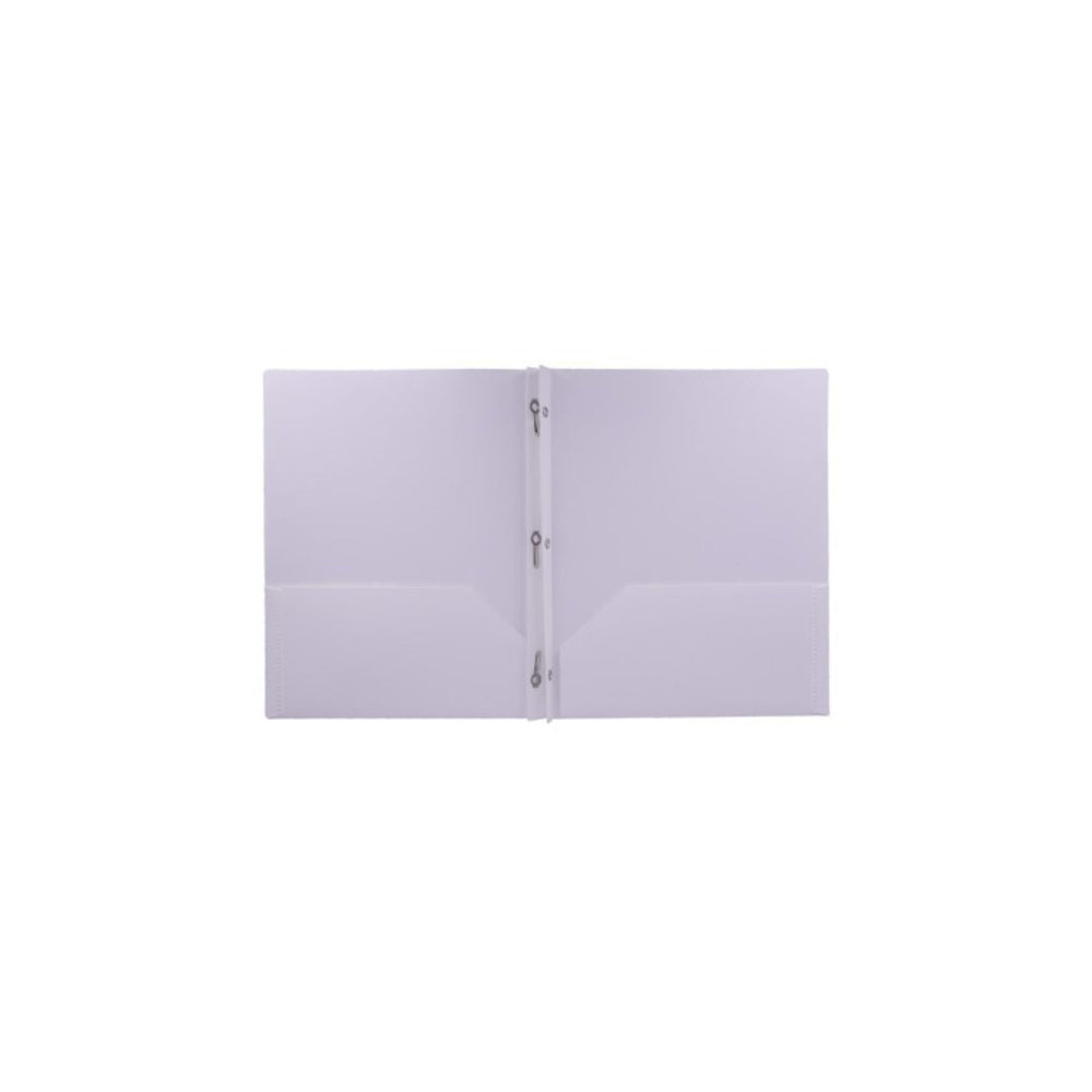 Duo-tang en plastique opaque avec pochettes blanc